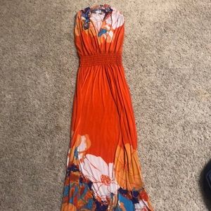 Bright orange maxi dress